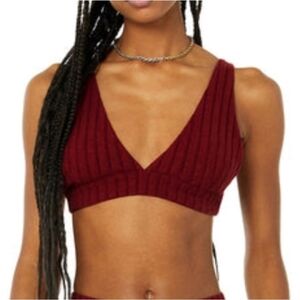 Alo Ribbed Comfort Women's  Burgandy Bra Top Size Xs